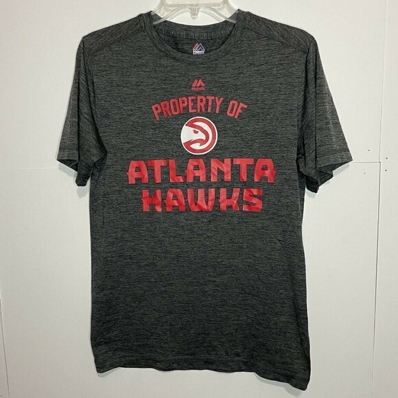Atlanta Hawks Gray Jersey Knit T-Shirt Mens Small Logo - Picture 1 of 4